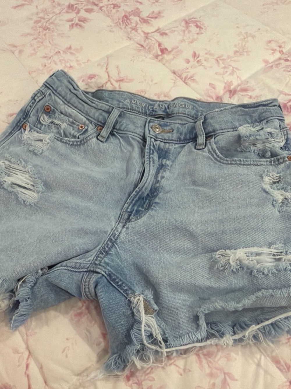 American Age Light Blue Distressed Denim Shorts
